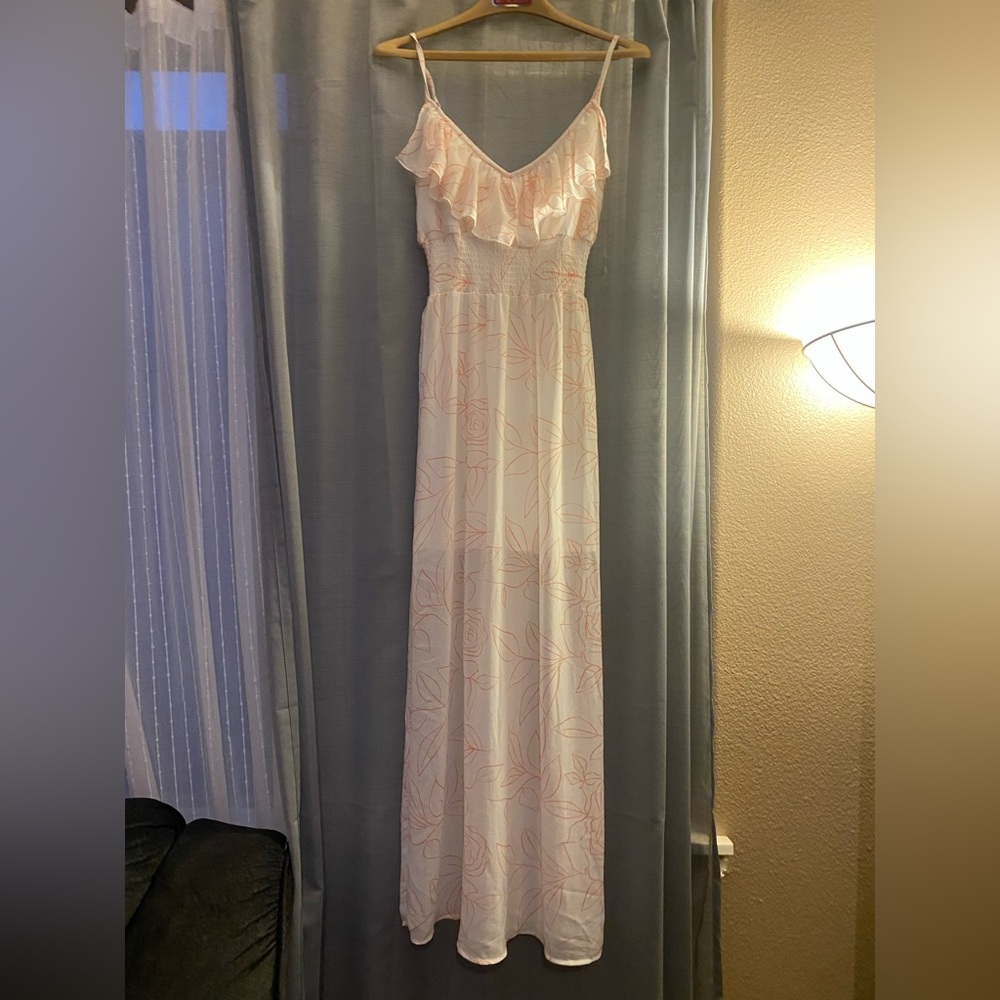 Ivory Pink Small Sheer Maxi dress size small